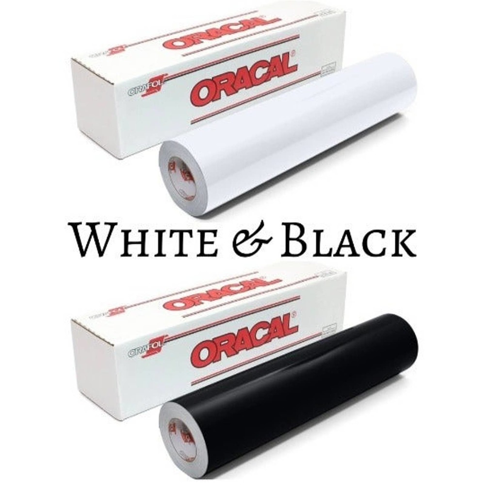 2 Pack 12"x 1 Yard Oracal 651 WHITE & BLACK Cricut Hobby Craft Vinyl Decal